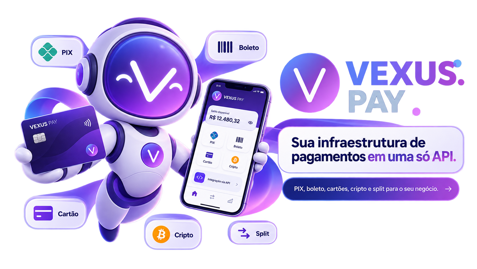 Ilustração da infraestrutura de pagamentos VexusPay